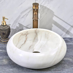 High Quality Luxury Natural Marble White Round Countertop Sink Wash <b>Basin</b> Eco-Friendly Durable Bathroom - Product Image 1