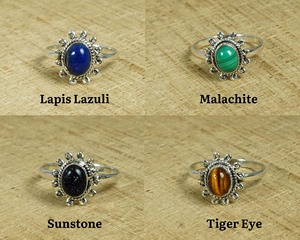 Anillo de piedras preciosas chapado en plata de ley 925, lapislázuli, rubí, turquesa, ovalado de 6x8 mm, para mujer. - Product Image 5