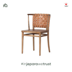 Modern Solid Teak Wood <b>Dining</b> <b>Chair</b> with Woven Leather Backrest Nordic <b>Scandinavian</b> Wooden <b>Chair</b> for Home Restaurant Hotel Villa - Product Image 3