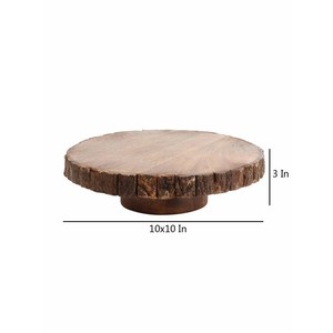 Plato Redondo de Madera de Mango con Borde de Corte Natural, Hecho a Mano, Venta al por Mayor, India - Product Image 3