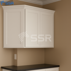 SSR White L-Shape Wall Cabinet With PVC Door Panel For Kitchen Traditional Style 18-23.9in Depth - Product Image 3