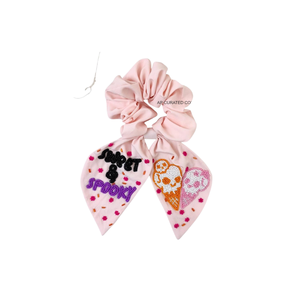 Coletero de calabaza con cuentas de colores y tela a cuadros naranja, hecho a mano, personalizado, para mujer, accesorio para el cabello para fiestas de Halloween. - Product Image 3