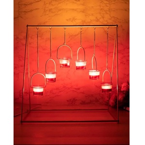 Home Indoor Hanging Lotus Candlestick Candle Holders <b>Gold</b> Powder Coated Perfect for Living Room T-Light Holders Lighting Events - Product Image 5