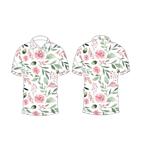 Polo à manches courtes pour hommes, blanc, rose, imprimé floral, décontracté, mode d'été, T-shirt de golf - Product Image 3