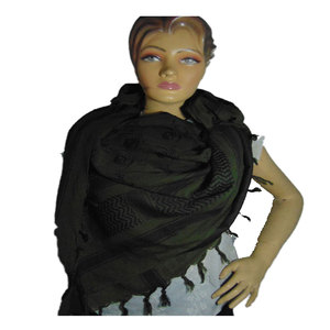 Al por mayor, pañuelo palestino hecho a mano para hombre, Yashmagh Shemagh, Keffiyeh árabe de Arafat, diseño tradicional árabe con borlas verdes, espada y calavera - Product Image 2