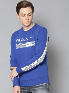 Sudadera Azul para Hombre, Cuello Redondo, Corte Regular, Logotipo Estampado, Informal, Tejido de Punto, 100% Algodón, Otoño - Product Image 5