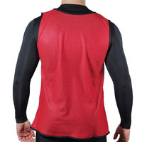 Rompi Latihan Unisex Custom Merah Berbahan Mesh Bernapas Tanpa Lengan Cepat Kering Anti-Bakteri untuk Sepak Bola Bola Basket Pinny Sialkot