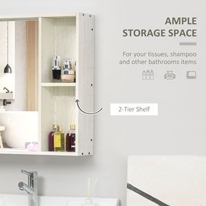 Armoire à pharmacie murale blanche de 24,75 x 25,5 pouces avec miroir et étagère de rangement, meuble de salle de bain - Product Image 5
