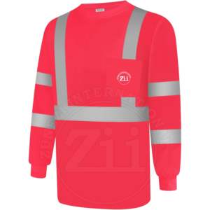 T-shirt de travail respirant à séchage rapide haute visibilité, manches longues, poche avant réfléchissante, classe 1 ANSI, étanche, avec éclairage LED - Product Image 6