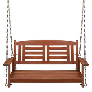 Columpio doble de madera con cadena, 112*53*52cm, 500 libras, color marrón rojizo - Product Image 5