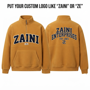 Custom Men's Waterproof Breathable <b>Reflective</b> Quarter-Zip <b>Running</b> <b>Jacket</b> Embossed Printed Logo 240g Polyester Fleece Stand - Product Image 1