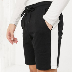 Shorts Bermuda en Coton Noir pour Homme, Taille Mi-Haute, Fermeture Élastique, Style Décontracté, Couleur Unie, Tissu Respirant - Product Image 1