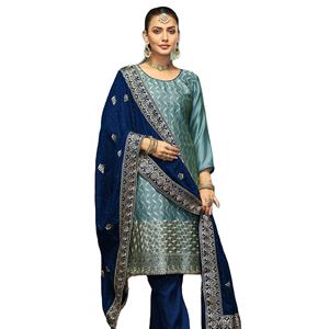 Top de seda Vichitra pesado con trabajo de bordado y Dupatta de diamante con trabajo pesado completo y Diamante Servoswaki - Product Image 1