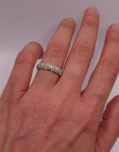18K Gold Plated 0.75 CT 3 Row Lab Grown Diamond Band <b>Ring</b> for Women | Luxury Trendy IGI Certified Wedding Anniversary <b>Ring</b> - Product Image 1