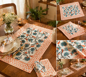 Ensemble de sets de table vintage à fleurs roses, 100% coton, sets de table durables, décoration de table, qualité d'exportation, chef-d'œuvre fait main - Product Image 2