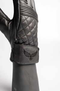 Guantes de Motocicleta de Cuero Negro Acolchados Estilo Café Racer con Logotipo Personalizado, Guantes de Cuero de Primera Calidad para Motociclistas - Product Image 6