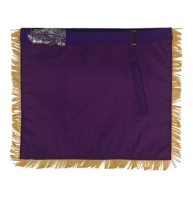Delantal Masónico Past Master Blue Lodge, Terciopelo Morado Real con Flecos Dorados, Regalia Masónica, Delantal de Ceremonia para Logia - Product Image 2