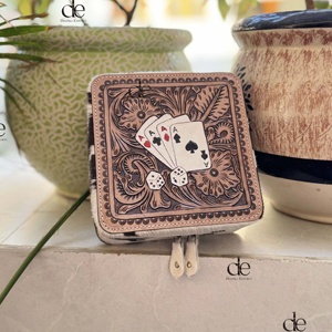 Latest Fashion Hand <b>Tooled</b> Leather <b>Big</b> Size Jewelry Storage <b>Box</b> Organizer Handmade Makeup <b>Box</b> Square Cowhide Organizer <b>Box</b> - Product Image 1