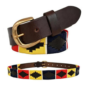 Ceinture de sport équestre en cuir PU personnalisée, broderie argentine, ceinture en cuir William Polo pour hommes - Product Image 1