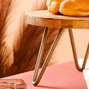 Support à gâteau rond en bois avec pieds en métal, support à gâteau en résine, fait main, écologique, pour la présentation de desserts lors de mariages et de fêtes - Product Image 1