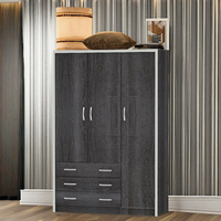 Armoire en bois de haute qualité à 3 portes et 3 tiroirs de Malaisie, design moderne, meuble de chambre pliable, couleur personnalisable
