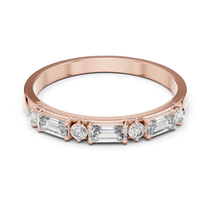 Purecarat 14K Baguette สีเหลืองทองและแหวนเพชรกลมเครื่องประดับหรูหราสำหรับผู้หญิง - Product Image 3