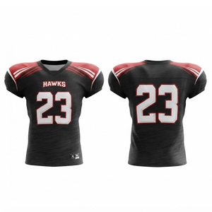 Maillot de football américain pour homme, noir, rouge, blanc, 23, col en V, manches courtes, impression numérique, évacuation de l'humidité, respirant, coupe régulière - Product Image 1