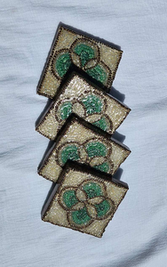 Premium Trendy Handcraft <b>Beaded</b> Embroidery Pineapple Design Four Set <b>Coaster</b> Stylish Fancy Cute Elegant By - Product Image 4