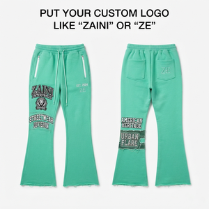 Pantalon évasé pour femme en molleton de coton premium 320 GSM, coupe large, style streetwear, avec logo personnalisé, sérigraphie, broderie et patch - Product Image 1