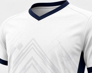 Ensemble de football unisexe personnalisé, col en V, manches courtes, tissu respirant anti-transpiration en polyester, coupe athlétique, toutes saisons, avec poches - Product Image 5