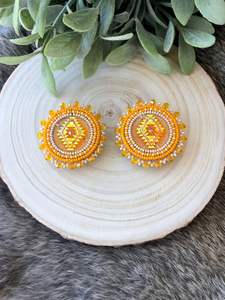 Boucles d'oreilles pendantes faites à la main en perles de rocaille pour femmes, bijoux de mode indiens, design brodé multicolore - Product Image 4