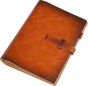 Carnet en cuir, organiseur vintage avec reliure métallique à 6 anneaux, 120 pages de papier ligné et pochette, pour écrivains, travail et affaires - Product Image 2
