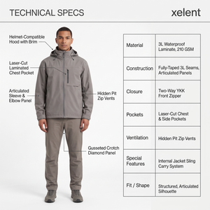 เสื้อแจ็คเก็ตกันน้ำสำหรับผู้ชาย ผ้า softshell พร้อมฮู้ด TPU โพลีเอสเตอร์ผสมสแปนเด็กซ์ กันลม สำหรับเดินป่ากลางแจ้ง รับทำโลโก้ OEM ปิดด้วยซิป - Product Image 5