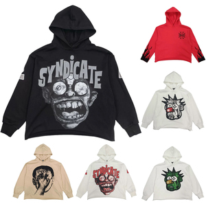 Unisex Regular Fit Crop Hooded Acid <b>Wash</b> Anti-Wrinkle Double Pocket Front Streetwear Hoodie Solid Color Knitted 370g 100% Cotton - Product Image 1