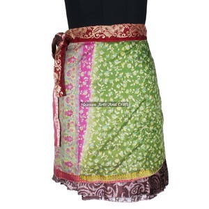 New <b>Model</b> Silk Wrap Mini Skirts Latest New Style Silk Wrap Short Skirts Skirt & Good Quality For Girl/Women Vintage Sari Indian - Product Image 2