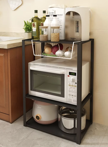 Single Tier Modern Stackable Adjustable Kitchen Appliance <b>Storage</b> Rack Floor Standing <b>Microwave</b> Oven Cooker Organizer Shelf - Product Image 2