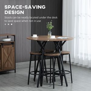Set da Pranzo Salvaspazio 5 Pezzi Nero Marrone, Tavolo e Sedie da Bar per Cucina e Pub, Soluzione d'Arredo Elegante - Product Image 5
