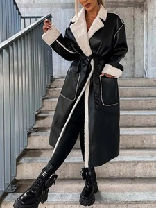 Chaquetas de piel de oveja de primera calidad para mujer, abrigos de cuero genuino personalizados, abrigos largos de cuero vacuno cálidos para invierno. - Product Image 2