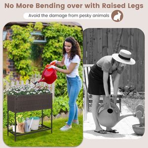 Fioriera rialzata con ripiano portaoggetti e rivestimento rimovibile, casetta in vimini per la cura dei fiori, soluzione di archiviazione avanzata - Product Image 5