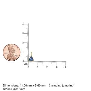 Colgante de Oro Sólido Amarillo de 14k con Zafiro Azul de 5mm, Engaste para Joyería / Piedra de Nacimiento de Septiembre / Gema Azul con Corte Trillón - Product Image 2