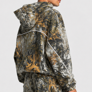 Camouflage <b>Men's</b> Oversized Contrastline Custom Hoodie Oversized Breathable Premium Cotton Fleece Casual <b>Pullover</b> <b>Mens</b> Sweatshirt - Product Image 2
