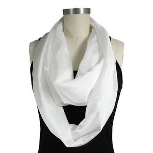 White silk Scarf Long Lightweight Solid Color Women's Daily Wear All Seasons Accessory - Product Image 3