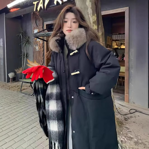 Chaqueta acolchada larga para mujer, abrigo con capucha, ropa exterior informal cálida de invierno para damas - Product Image 5