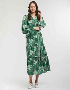 Jupe parfaite pour femme vert forêt, confortable et pratique, avec un imprimé magnifique et un design à volants élégant, taille élastique et lien. - Product Image 3