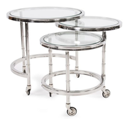 Table basse ronde à emboîter en métal chromé, table d'appoint roulante pour salon et hôtel