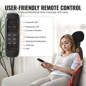 Massaggiatore a 2 gruppi Shiatsu per la schiena per calore 5 modalità di vibrazione con sollievo dalla fatica per ufficio casa sedia da ufficio con cuscino per massaggio con vibrazione a 2 posti - Product Image 5
