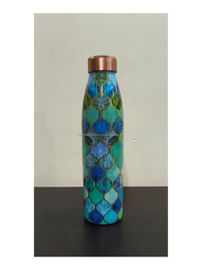 Dr. Botella de Agua Portátil de Gran Capacidad, Estilo Americano, Personalizada, Ecológica, con Tapa, Diseño Choice Meena Print Copper, para el Hogar y Comedor - Product Image 1