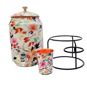 Designer Enamel Printed <b>Copper</b> Water Dispenser Decorative Water Storage Unit with Tap Perfect for Kitchen Dining <b>Table</b> Setup - Product Image 4