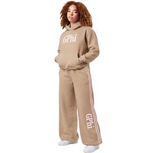 Conjunto de Sudadera Corta y Pantalones Deportivos para Mujer con Logotipo Personalizado, Forro Polar de 350g, Dos Piezas, Traje Deportivo Informal para la Calle - Product Image 3