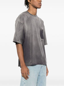 T-shirt Homme Oversize Uni à Manches Courtes Col Rond Col Montant en Coton Lavé Coupe Décontractée Longueur Standard Noir Respirant 280g - Product Image 3